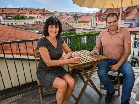 Markéta Odvárková a&nbsp;Václav Szakál při nahrávání podcastu Být koučem